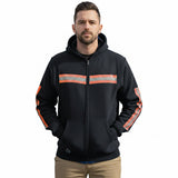 ANSI Class 1 MSG Black Workwear Zip Up (Orange Strips) (NO LOGO)