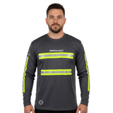 ANSI Class 2 Miner Strong Grey Reflective Long Sleeve Safety Shirt w/ Hi Vis Yellow Strips (Gen2)