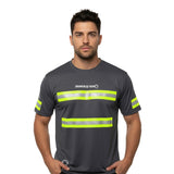 ANSI Class 1 Grey Reflective Short Sleeve Safety Shirt w/ Hi Vis Yellow Strips (Gen2)