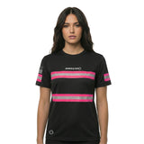 ANSI Class 1 Ladies Black Short Sleeve Reflective Shirt w/ Hi Vis Pink Strips (GEN 2)