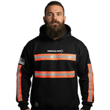Black Reflective Hoodie w/ Hi Vis Orange Strips (Gen2)