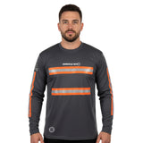 Grey Reflective Long Sleeve Safety Shirt w/ Hi Vis Orange Strips (Gen2)
