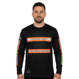 Black Reflective Long Sleeve Safety Shirt w/ Hi Vis Orange Strips (NO LOGO) (Gen2)