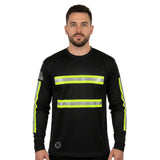 Black Reflective Long Sleeve Safety Shirt w/ Hi Vis Yellow Strips (NO LOGO) (Gen2)