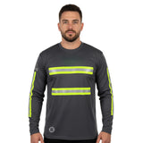 Grey Reflective Long Sleeve Safety Shirt w/ Hi Vis Yellow Strips (NO LOGO) (Gen2)