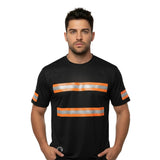 Black Reflective Short Sleeve Safety Shirt w/ Hi Vis Orange Strips (NO LOGO) (Gen2)